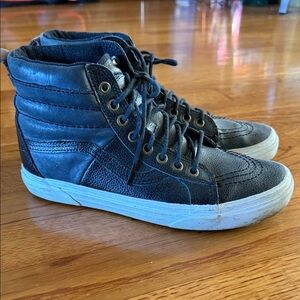 Vans Black Leather High-Top Sneakers